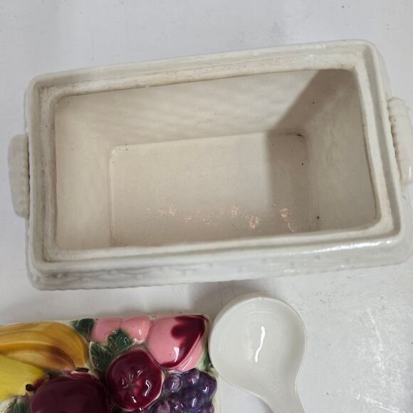 70s Vintage Fruit Basket Glass Tureen with Spoon – Retro Serveware - Picture 8 of 8